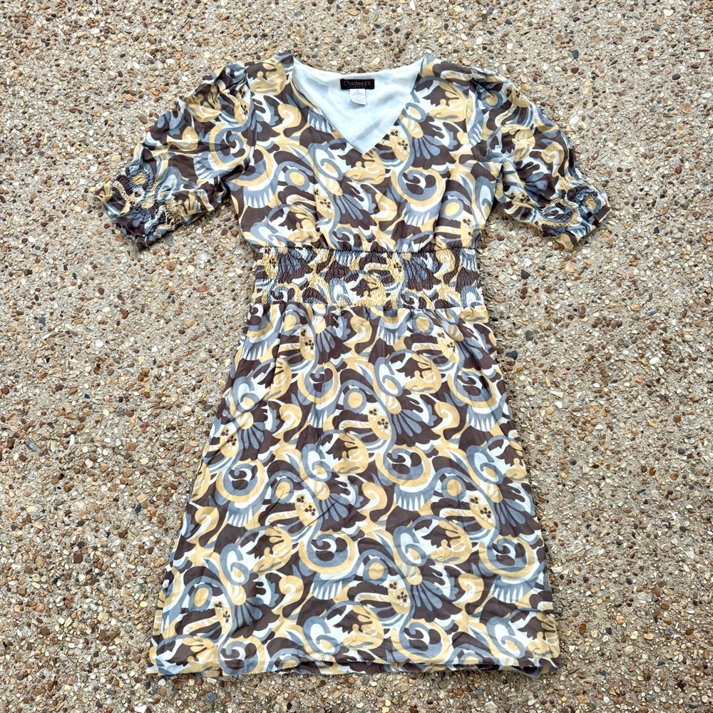 VTG Chadwick’s Collection 100% Silk Fit and Flare Abstract Pattern Dress Size 12